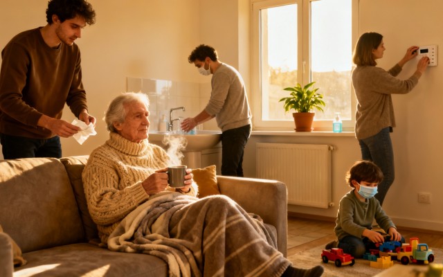Как защитить пожилого человека от простуды и гриппа, если вы живёте большой семьёй